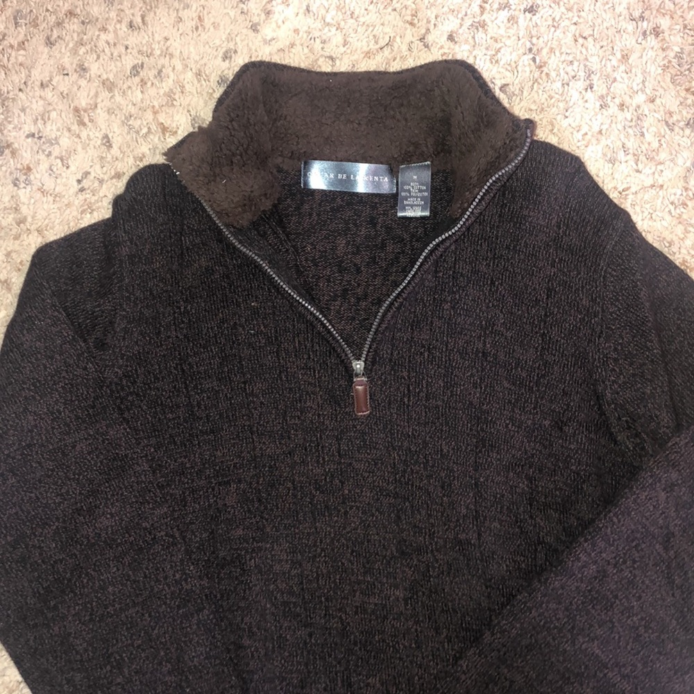 OSCAR DE LA RENTA BROWN QUARTER ZIP SWEATER - Picture 2 of 4